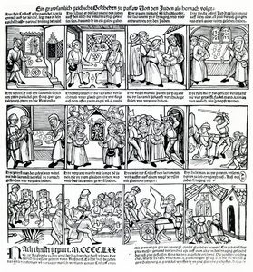 Profanação de host pelos judeus de Passau em 1477 de German School