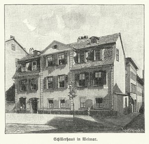 Casa do poeta, dramaturgo e filósofo Friedrich Schiller, Weimar, Alemanha (litho) de German School