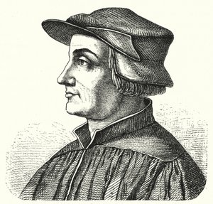 Huldrych Zwingli, figura principal da Reforma na Suíça (gravura) de German School