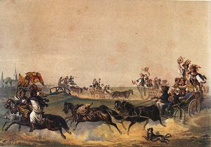 Procissão de Casamento Húngaro, c.1855 (cor litho) de German School