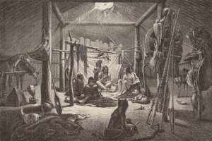Cabana do chefe índio norte-americano (gravura) de German School