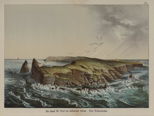 Ile Saint-Paul, ilha vulcânica no Oceano Índico (cor litho) de German School