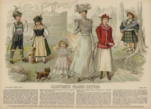 Ilustração para Illustrirte Frauen-Zeitung (cor litho) de German School