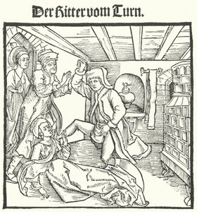 Ilustração do Livro do Cavaleiro da Torre por Geoffroy IV de la Tour Landry (gravura) de German School