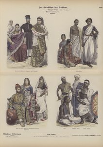 Vestido indiano e asiático (gravação a cores) de German School
