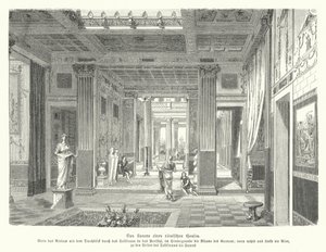 Interior de uma casa romana (gravura) de German School