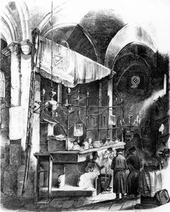 Interior, de, a, Altneuschule, (Old-novo, Synagogue), praga, 1852 de German School