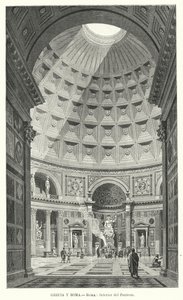 Interior do Panteão, Roma (litho) de German School