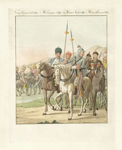 Cavalaria russa leve e irregular (gravura colorida) de German School