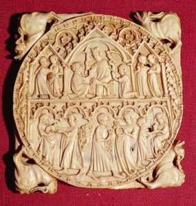 Caso do espelho do marfim, c.1360-70 de German School