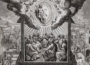 Jesus Cristo e os apóstolos. (gravura de German School