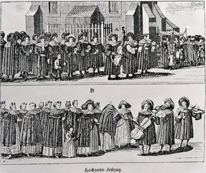 Procissão do Carnaval Judaico (gravura) (foto bw) de German School