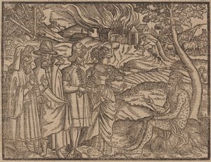 Trabalho coberto com furúnculos c.1525 (xilogravura) de German School