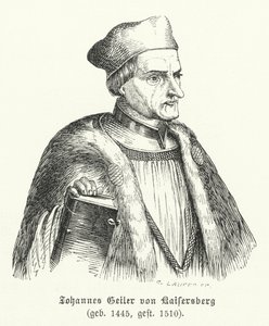 Johann Geiler von Kaisersberg, sacerdote e teólogo suíço (gravura) de German School