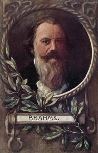 Johannes Brahms, compositor e pianista alemão (cor litho) de German School