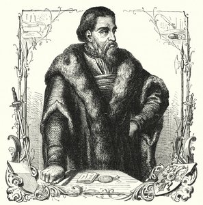Jurgen Wullenwever, Burgomestre de Lubeck executado como traidor e anabaptista (gravura) de German School