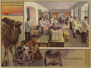 Publicidade dos irmãos K e S Popov (litografia a cores) de German School