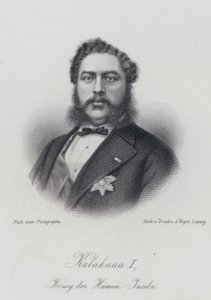Kalakaua I, Rei das Ilhas Havaianas (gravura) de German School