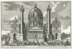 Karlskirche (Igreja de São Carlos), Viena (gravura) de German School