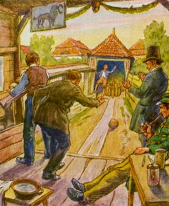 Kegelbahn / Pista de bowling (litografia a cores) de German School