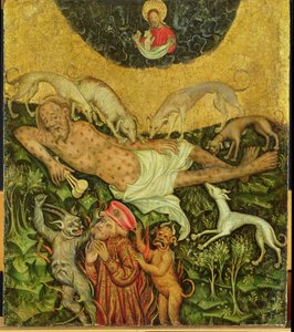 Lázaro e o homem rico, c.1400 de German School