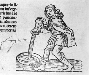 Le Aquarius - em Tratado de Johannes Angeli De Magnisconnectionibue annorum revolutionibus ac eorum pefectionibus. Augsburg, Erhard Ratdolt de German School