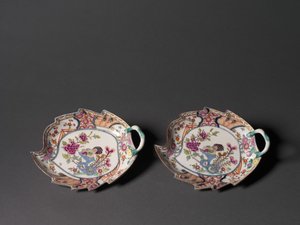 Prato de Folha, feito por Meissen Porcelain Factory de German School