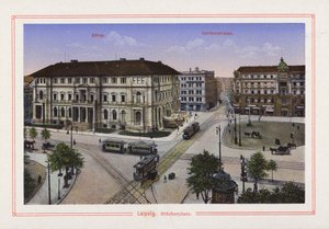 Leipzig, Blucherplatz (litografia a cores) de German School