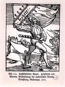Liberdade, ilustração da revolta dos camponeses, 1522 de German School