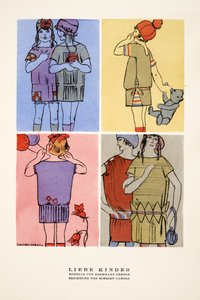 "Lieber Kinder", anúncio de roupa de criança de Hermann Gerson, de Styl, pub.1922 (gravura em pochoir) de German School