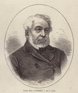 Lionel de Rothschild, banqueiro, político e filantropo britânico (gravura) de German School