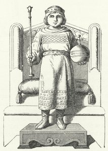 Louis the Child, último rei carolíngio da Francia Oriental (gravura) de German School