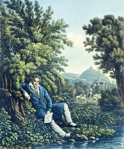 Ludwig van Beethoven por um rio de German School