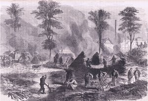 Making charcoal for gunpowder, Cassells History of the War between France and Germany publicado por Cassell and Company Limited, c.1890 (litho) de German School