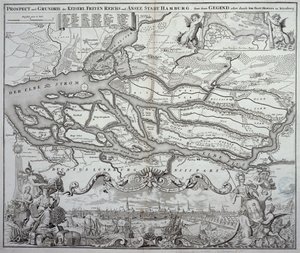 Mapa de Hamburgo e arredores, publicado em Nuremberg