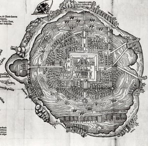 Mapa de Tenochtitlan de &39;Praeclara Ferdinandi Cortesii de Nova Maris Oceani Hispania Narrati&39;