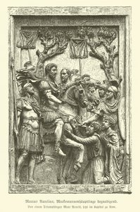 Marcus Aurelius perdoando os chefes marcomânicos (gravura) de German School