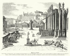 Mercado de Esparta, Grécia Antiga (gravura) de German School