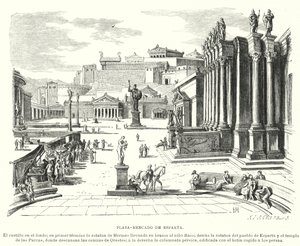 Mercado de Esparta, Grécia Antiga (Litho) de German School