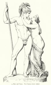 Marte e Vénus, escultura de mármore do escultor italiano Neoclássico Antonio Canova (gravura) de German School