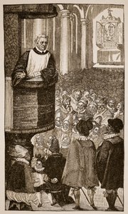 Martinho Lutero pregando, c.1517 de German School