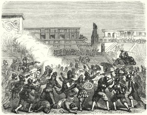 Massacre de guerreiros astecas e nobres em Cholula pelos conquistadores espanhóis de Hernan Cortes de German School