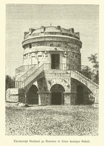 Mausoléu de Theoderic the Great, Rei dos Ostrogodos, Ravena, Itália (gravura) de German School