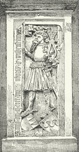 Lápide na Catedral de Brixen do poeta e diplomata alemão Oswald von Wolkenstein (gravura) de German School