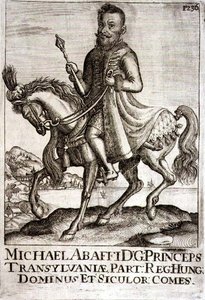 Michael Apafi (1632-1690) Príncipe da Transilvânia, ilustração de um livro sobre as campanhas otomanas na Europa, gravado por Paul Furst (c.1605-66) de German School