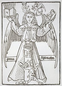 Figura mnemônica, de Ars Memorandi, c.1470, (reimpresso em 1883) ilustrado em uma história da magia publicada no final do século XIX de German School