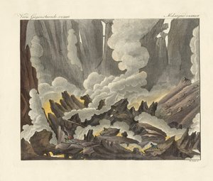 Monte Etna da Sicília (gravura a cores) de German School