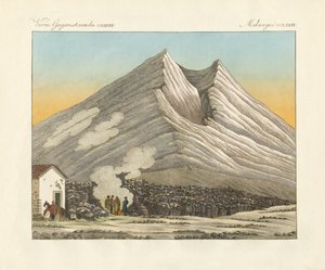 Monte Etna da Sicília (gravura a cores) de German School
