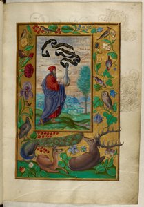 Ms Harley 3469, f.2 Filósofo com frasco, o Primeiro Tratado, de 