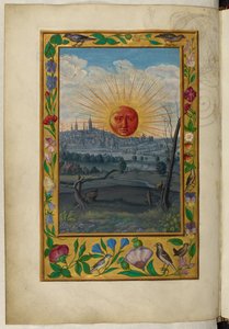 Ms Harley 3469, f.33v Sol com rosto humano nascendo, o Quinto Tratado, de 